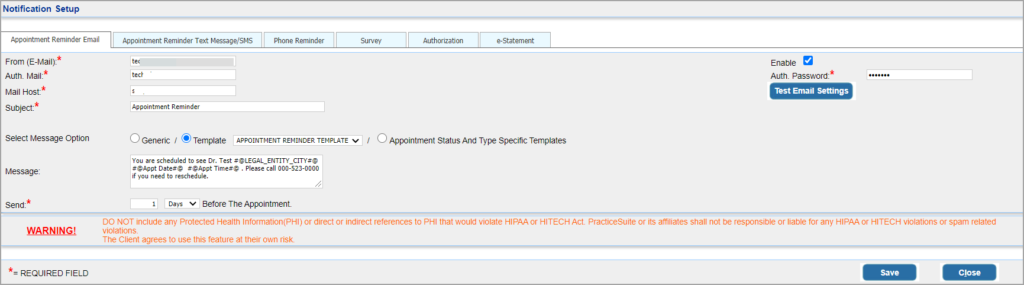 ApptReminderSetup1.1 – PracticeSuite – Help