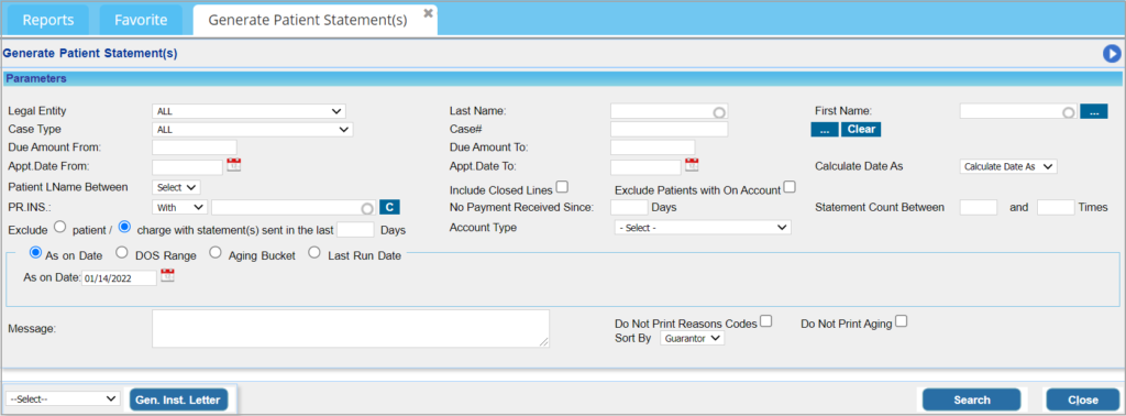 C2. Generate Patient Statement | PracticeSuite - Help