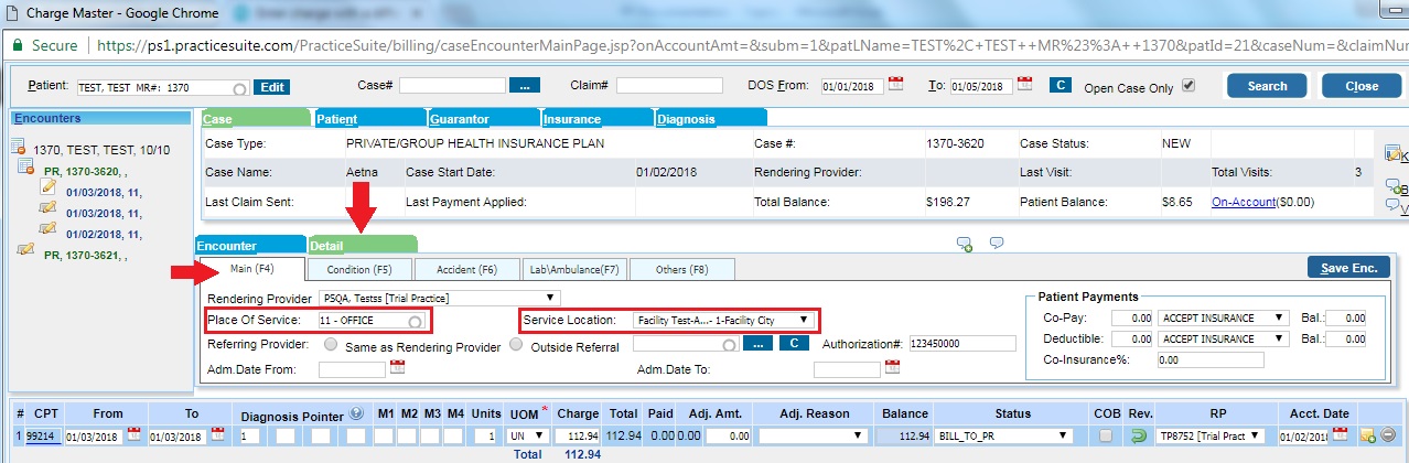 Enter charge with a different Service Location/Facility | PracticeSuite ...