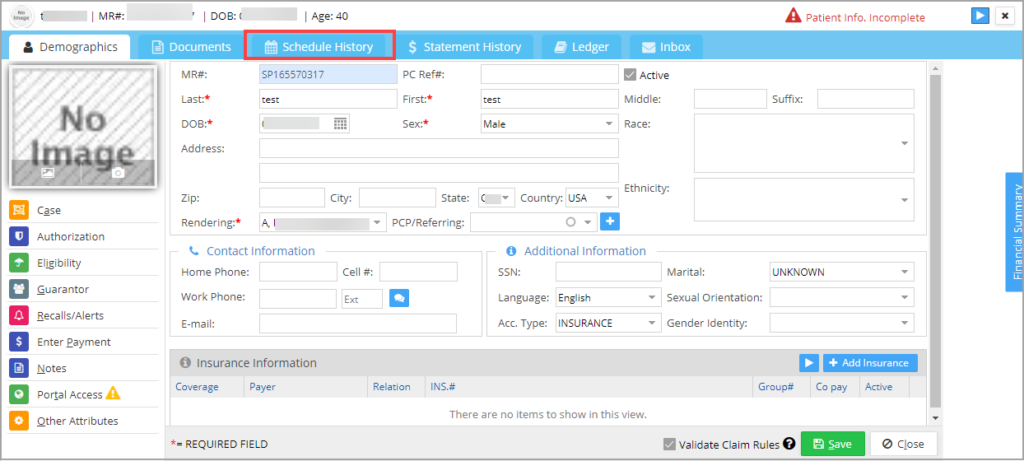 Schedule History – PracticeSuite – Help