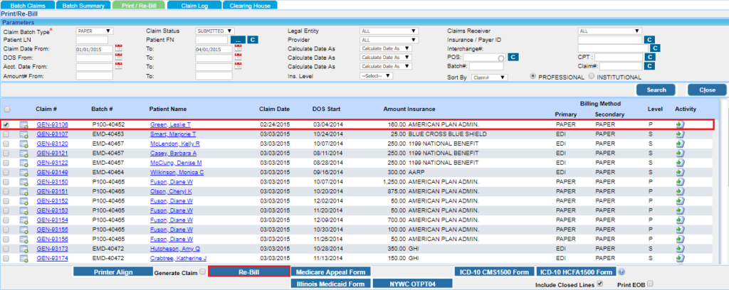 How do I Re-bill & Batch multiple claims together? | PracticeSuite - Help