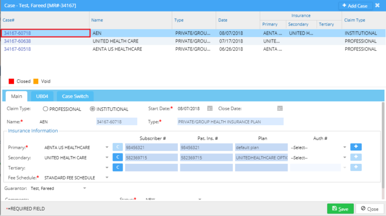 case-screen – PracticeSuite – Help