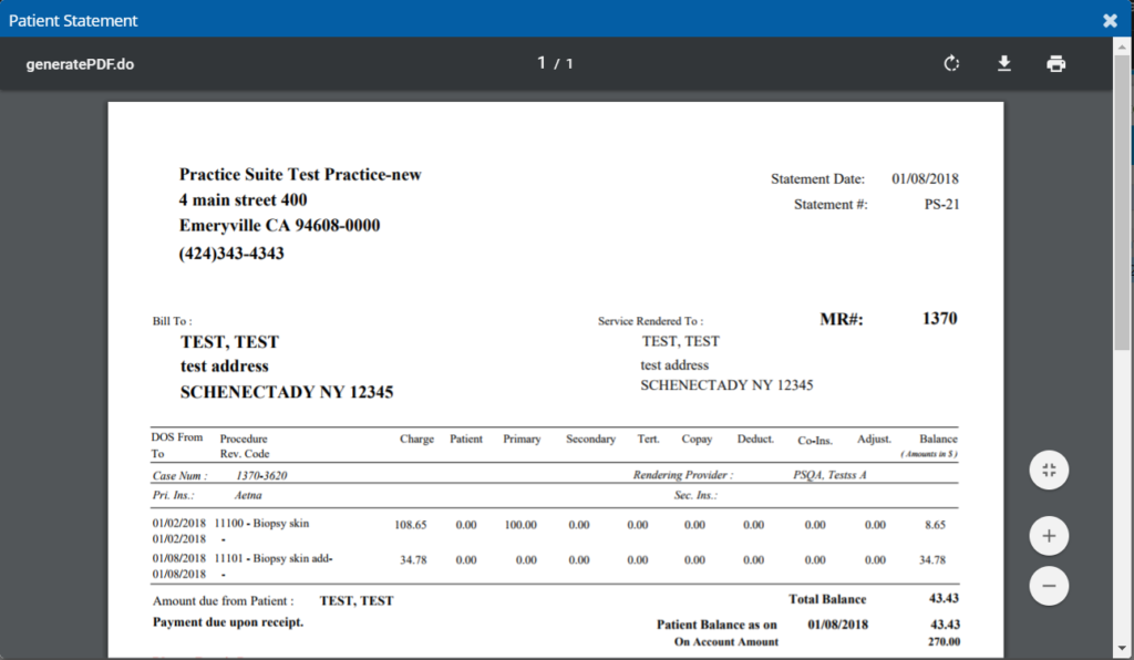 statement-View – PracticeSuite – Help