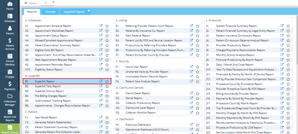 report-central-superbill-report | PracticeSuite - Help