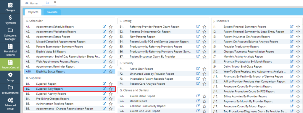report-central-superbill-tally-report – PracticeSuite – Help