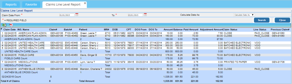 G4. Claims Line level Report | PracticeSuite - Help