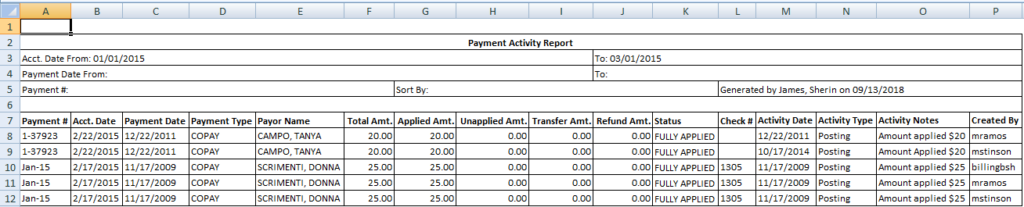 sample-excel-report – PracticeSuite – Help