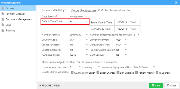 How to change the account time zone? | PracticeSuite - Help