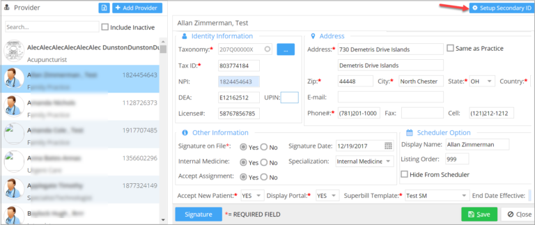Setup Secondary ID for Providers – PracticeSuite – Help