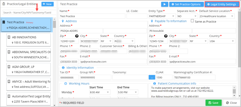 LEMainPage – PracticeSuite – Help