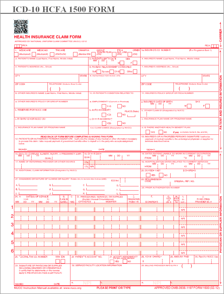 Guidelines for Filling HCFA Form | PracticeSuite - Help