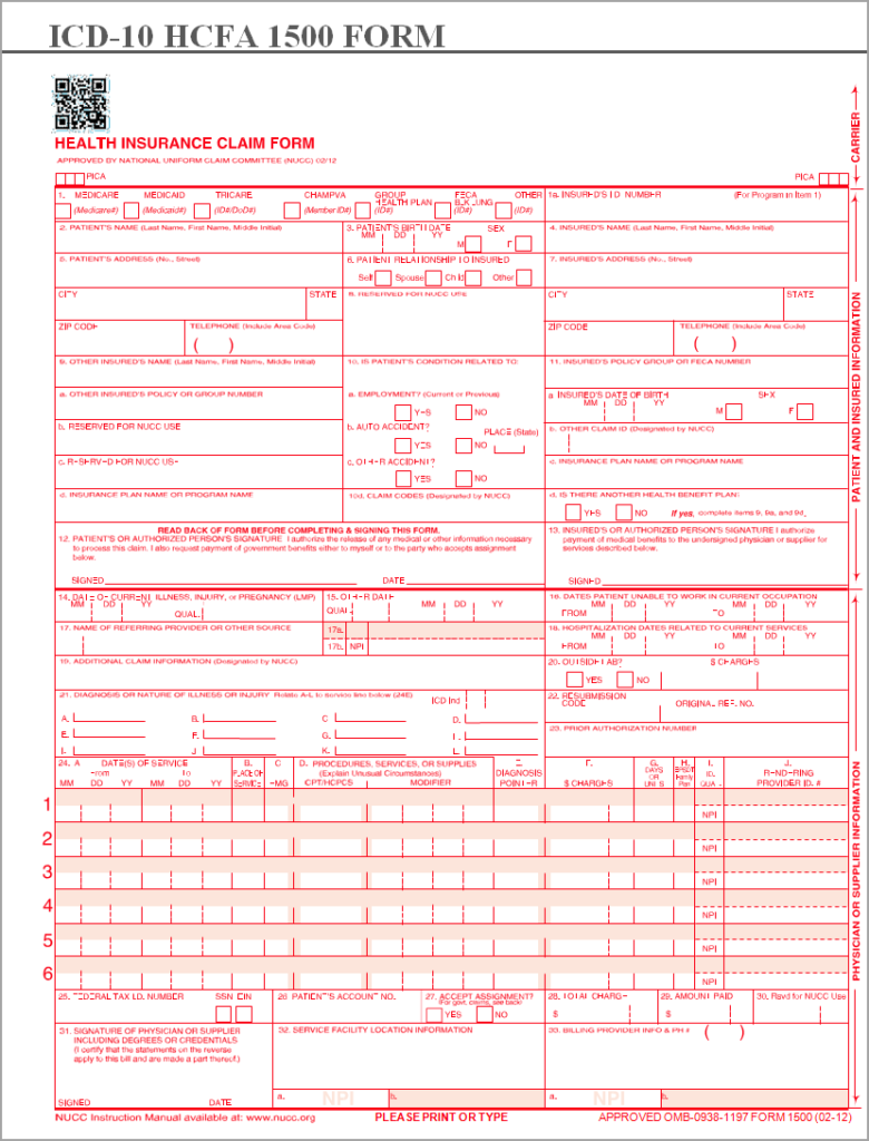 Guidelines for Filling HCFA Form | PracticeSuite - Help