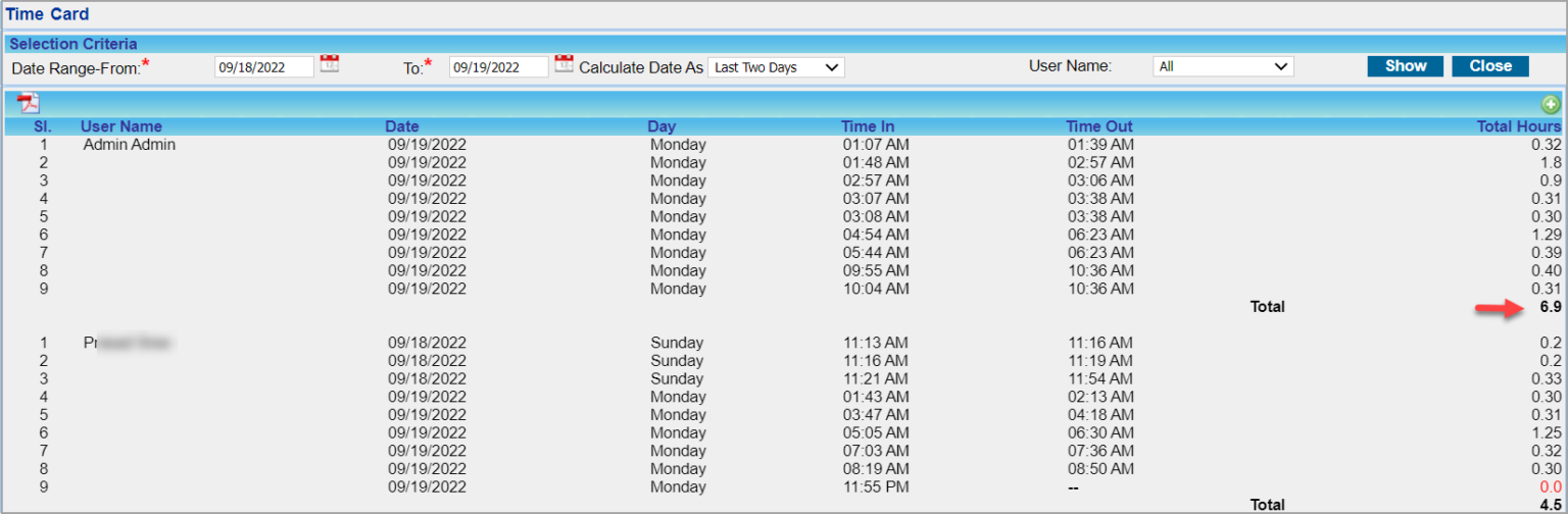 Time Card Report PracticeSuite Help